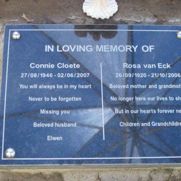 ECK Rosa, van 1920-2006 :: CLOETE Connie 1946-2007