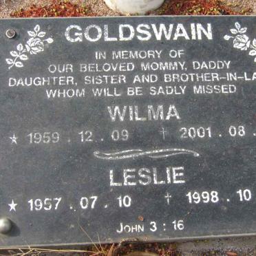 GOLDSWAIN Leslie 1957-1998 &amp; Wilma 1959-2001
