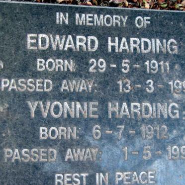 HARDING Edward 1911-1996 &amp; Yvonne 1912-1996