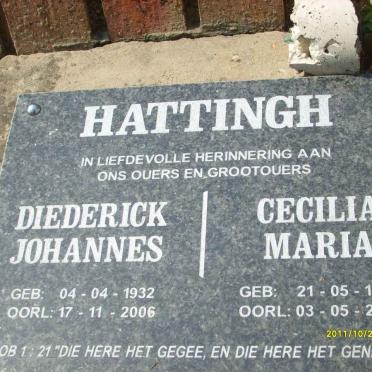 HATTINGH Diederick Johannes 1932-2006 &amp; Cecilia Maria 1932-2005
