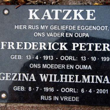 KATZKE Frederick Peter J. 1913-1999 &amp; Gezina Wilhelmina H. 1916-2001