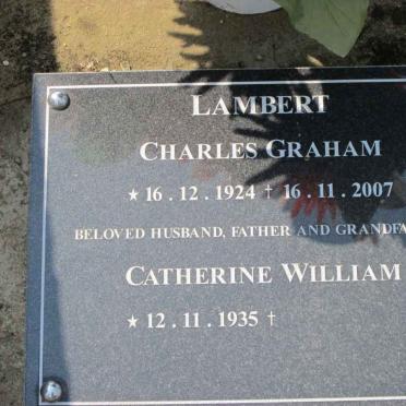 LAMBERT Charles Graham 1924-2007 &amp; Catherine William 1935-
