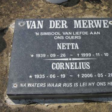 MERWE Cornelius, van der 1935-2006 &amp; Netta 1939-1999