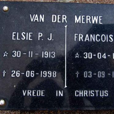 MERWE Francois I., van der 1941-1999 :: VAN DER MERWE Elsie P.J. 1913-1998