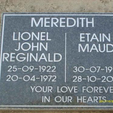 MEREDITH Lionel  John Reginald 1922-1972 &amp; Etain Maud 1928-2001