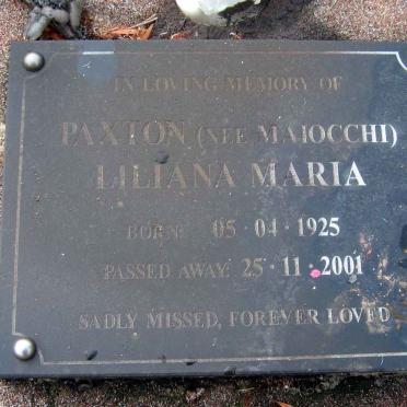 PAXTON Liliana Maria nee MAIOCCHI 1925-2001