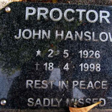 PROCTOR John Hanslow 1926-1998