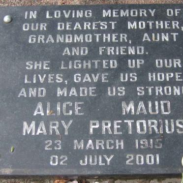 PRETORIUS Alice Maud Mary 1915-2001