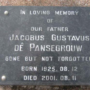 PANSEGROUW Jacobus Gustavus, dê 1925-2001