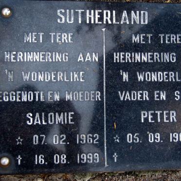 SUTHERLAND Peter 1962- &amp; Salomie 1962-1999