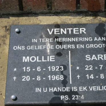 VENTER Sarel 1916-2007 &amp; Mollie 1923-1968