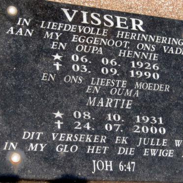 VISSER Hennie 1926-1990 &amp; Martie 1931-2000