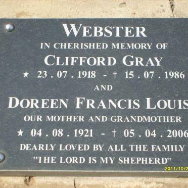 WEBSTER Clifford Gray 1918-1986 &amp; Doreen Francis Louise 1921-2006