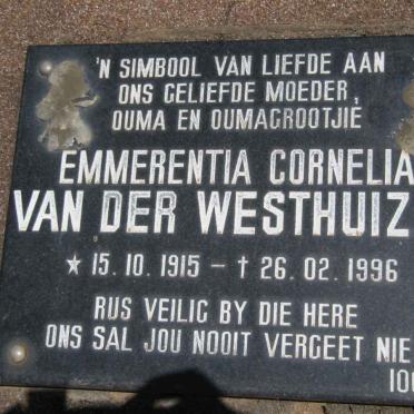WESTHUIZEN Emmerentia Cornelia, van der 1915-1996