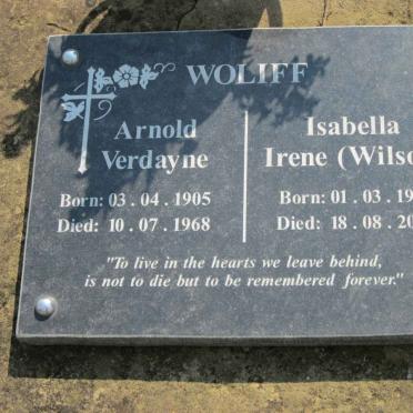 WOLIFF Arnold Verdayne 1905-1968 &amp; Isabella Irene WILSON 1915-2003