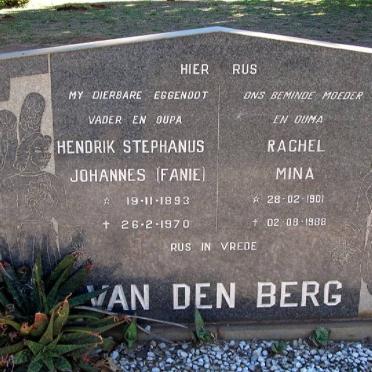 BERG Hendrik Stephanus Johannes, van den 1893-1970 &amp; Rachel Mina 1901-1988