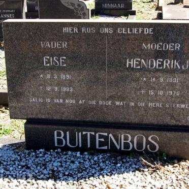 BUITENBOS Eise 1891-1983 &amp; Hendrikje 1891-1970
