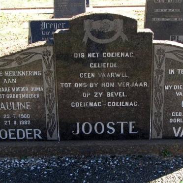 JOOSTE Gert H. 1895-1959 &amp; Pauline 1900-1982