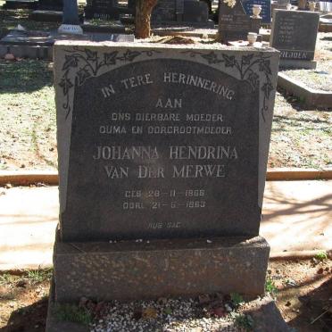 MERWE Johanna Hendrina, van der 1866-1963