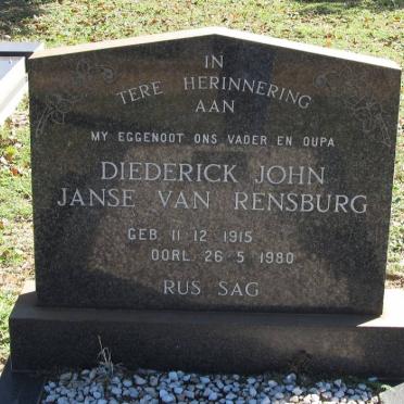 RENSBURG Diederick John, Janse van 1915-1980