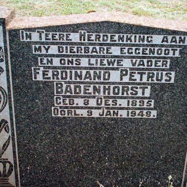 BADENHORST Ferdinand Petrus 1895-1948