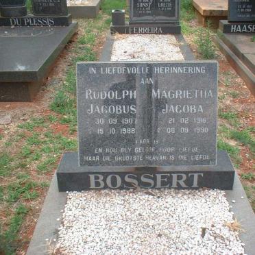 BOSSERT Rudolph Jacobus 1907-1988 &amp; Magrietha Jacoba 1916-1990