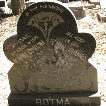 BOTMA Petrus Johannes 1918-1987 &amp; Hermina Christina 1919-1985