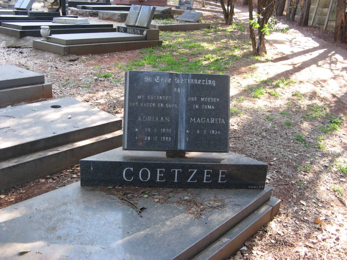 COETZEE Adriaan 1930-1985 &amp; Magareta 1934-