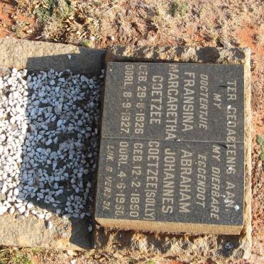 COETZEE Abraham Johannes 1890-1950 :: COETZEE Fransina Margaretha 1926-1927