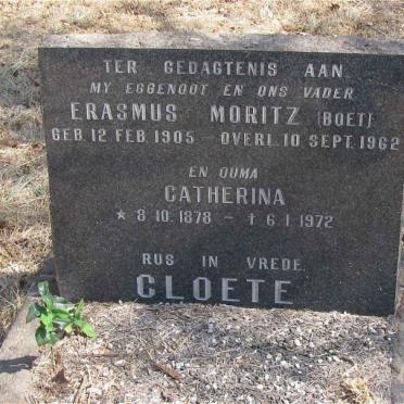 CLOETE Erasmus Moritz 1905-1962 &amp; Catherina 1878-1972