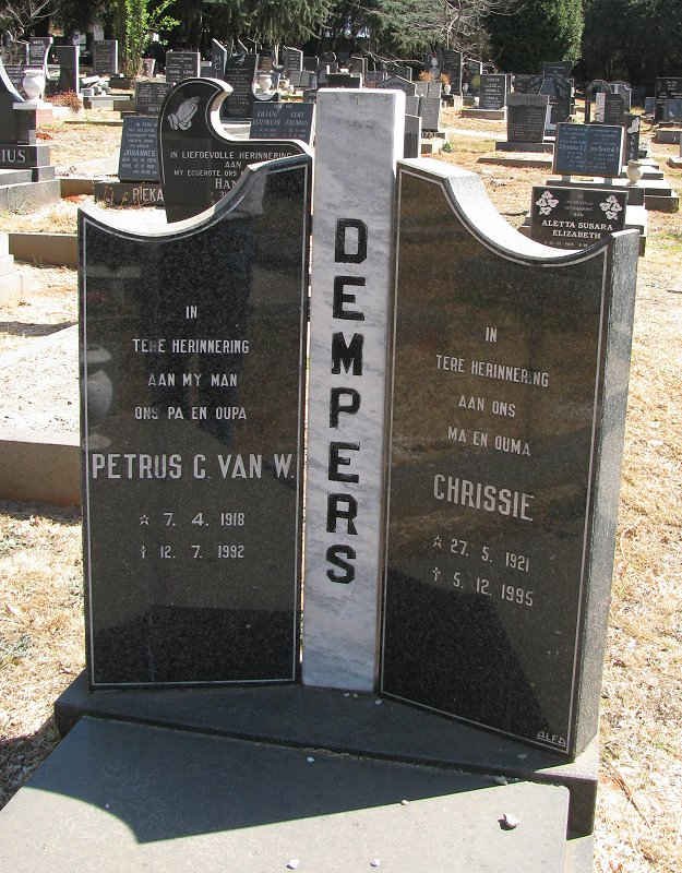 DEMPERS Petrus C. VAN W. 1918-1992 &amp; Chrissie 1921-1995