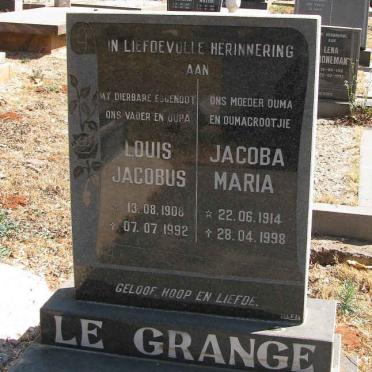 GRANGE Louis Jacobus, le 1908-1992 &amp; Jacoba Maria 1914-1998