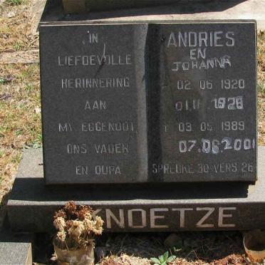 KNOETZE Andries 1920-1989 &amp; Johanna 1928-2001