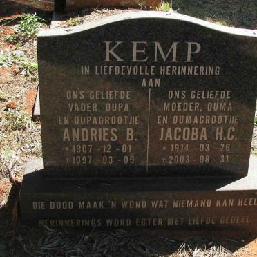 KEMP Andries B. 1907-1997 &amp; Jacoba H.C. 1914-2003