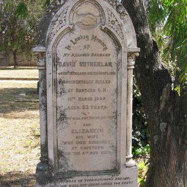 SUTHERLAND David -1900 &amp; Elizabeth -1923
