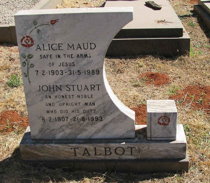 TALBOT John Stuart 1907-1993 &amp; Alice Maud 1903-1989