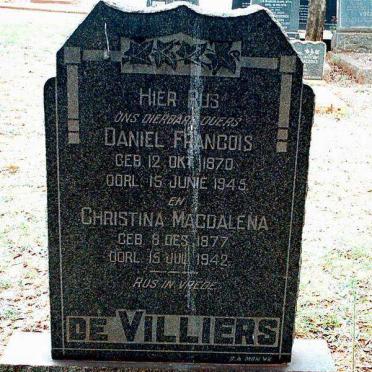 VILLIERS Daniel Francois, de 1870-1945 &amp; Christina Magdalena 1877-1942