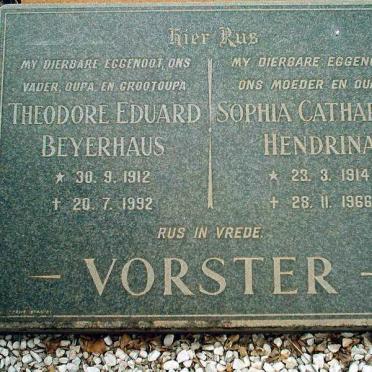 VORSTER Theodore Eduard Beyerhaus 1919-1992 &amp; Sophia Catharina Hendrina 1914-1966