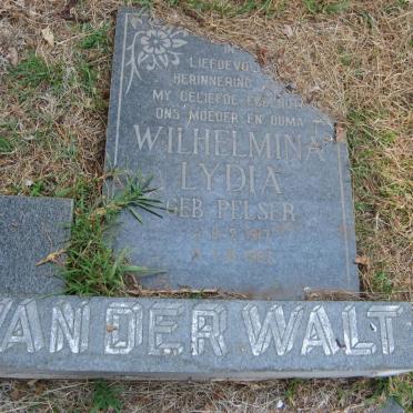 WALT Wilhelmina Lydia, van der nee PELSER 1917-1987