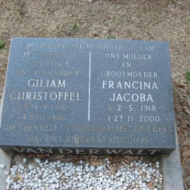 WALT Gilliam Christoffel, van der 1910-1986 &amp; Francina Jacoba 1918-2000