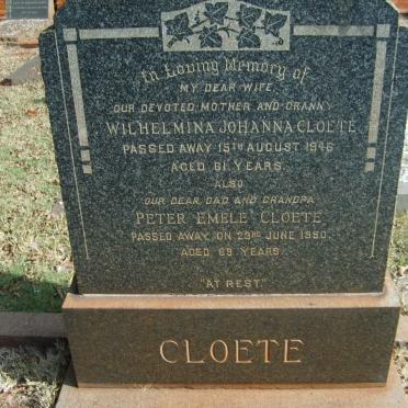 CLOETE Peter Emele -1950 &amp; Wilhelmina Johanna -1946