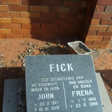 FICK John 1917-1978 &amp; Frena 1916-1988