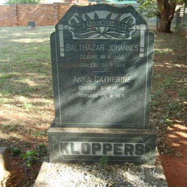 KLOPPERS Balthazar Johannes 1902-1949 &amp; Anna Catherine 1902-1971
