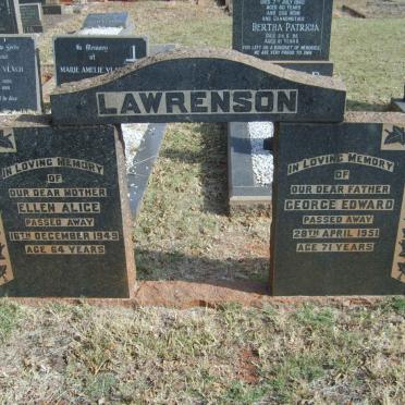 LAWRENSON George Edward -1951 &amp; Ellen Alice -1949