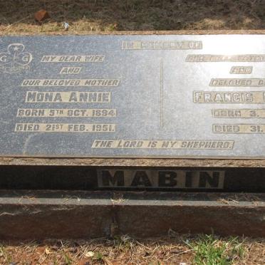 MABIN Francis Edward 1894-1971 &amp; Mona Annie 1894-1951