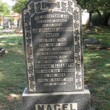 NAGEL Jan Johannes Jacobus 1882-1950 &amp; Susanna Elizabeth JANSE VAN RENSBURG 1884-1960