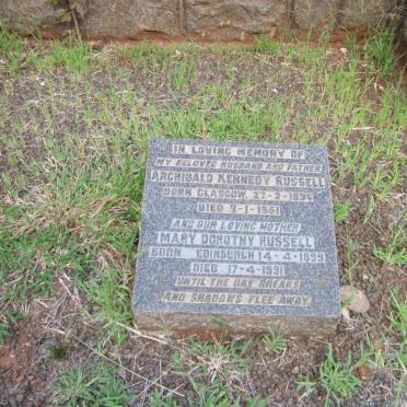 RUSSELL Archibald Kennedy 1896-1951 &amp; Mary Dorothy 1899-1991