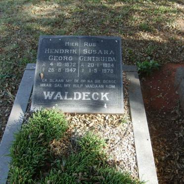 WALDECK Hendrik Georg 1872-1947 &amp; Susara Gertruida 1884-1978