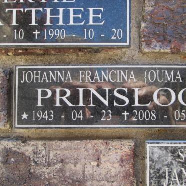PRINSLOO Johanna Francina 1943-2008