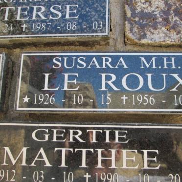 ROUX Susara M.H., le 1926-1956